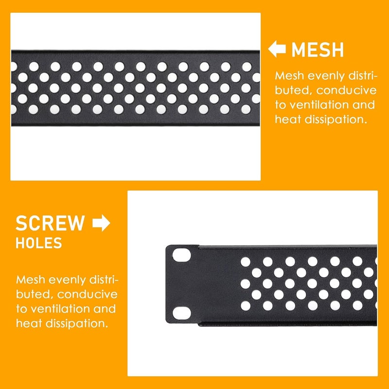 RIVECO 1U Vented Blank Panels for Rack & Cabinets Front Cover Panel 19-Inch Server & Network Rack Mount 2 PCS Black - Image 3